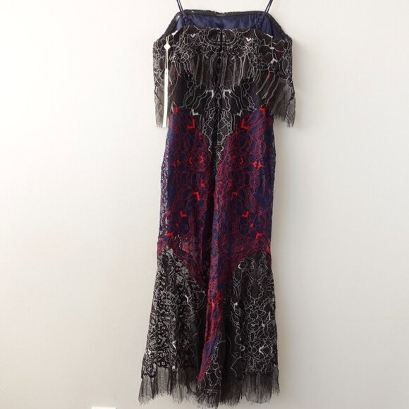 Jonathan Simkhai Dress 4 Silk Midi Slip Cocktail Blue Sheer Overlay Party $1,065 - Picture 15 of 16